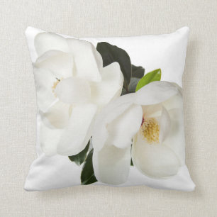 White Magnolia Flower Magnolias Floral Flowers Throw Pillow