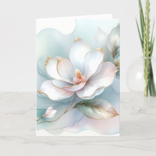White Magnolia Flower Sympathy Card