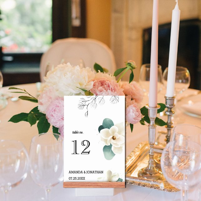 White Magnolia Flower Wedding Table Card Number (Creator Uploaded)