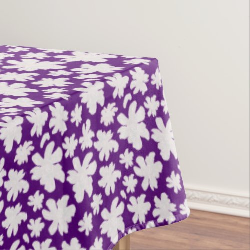 White Magnolia Flowers on Purple_ seamless pattern Tablecloth