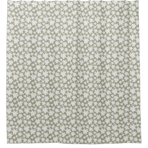 White Magnolia Flowers on Sage _ seamless pattern Shower Curtain