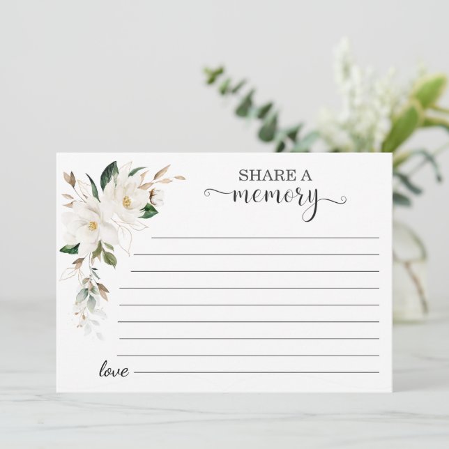 White Magnolia Flowers Share a Memory Attendance  Announcement (Standing Front)