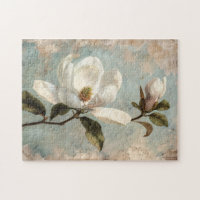 White Magnolia Flowers Vintage