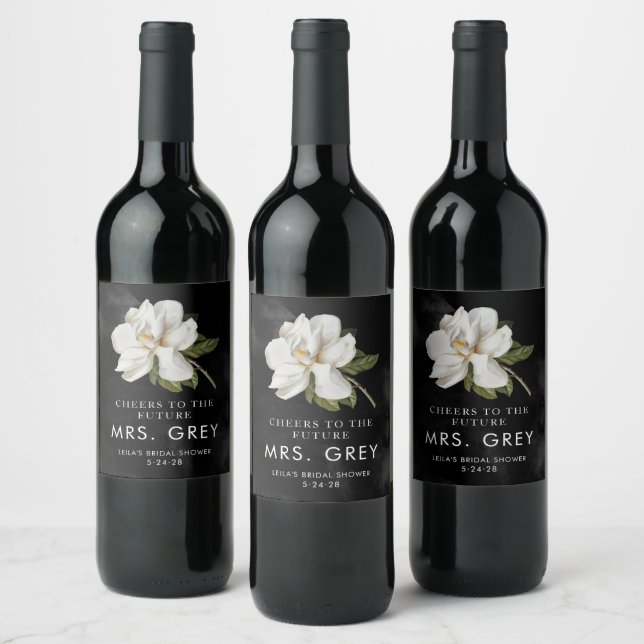 White Magnolia Future Mrs. Wine Labels (Bottles)