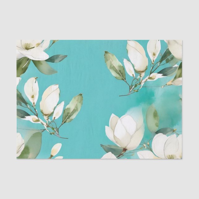 White Magnolia Garland with Eucalyptus Tissue Paper (Front)