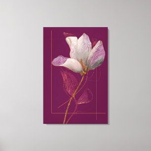 White Magnolia Gold Line Magenta Canvas Print
