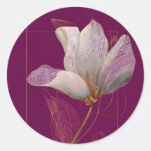 White Magnolia Gold Line Magenta