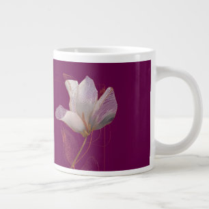 White Magnolia Gold Line Magenta Giant Coffee Mug