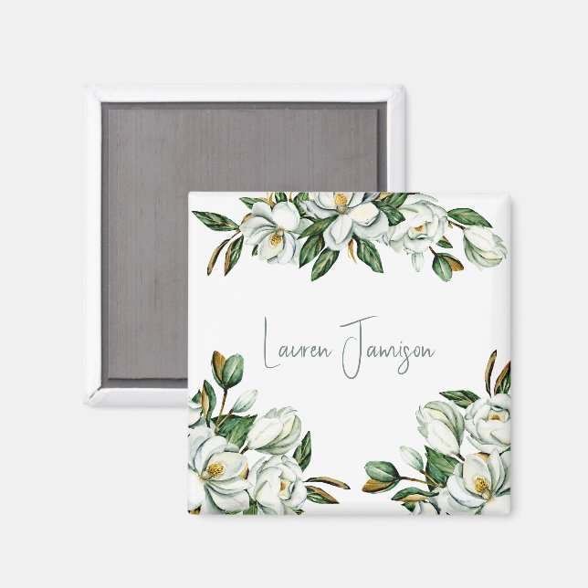 White Magnolia  Magnet (Front/Back)