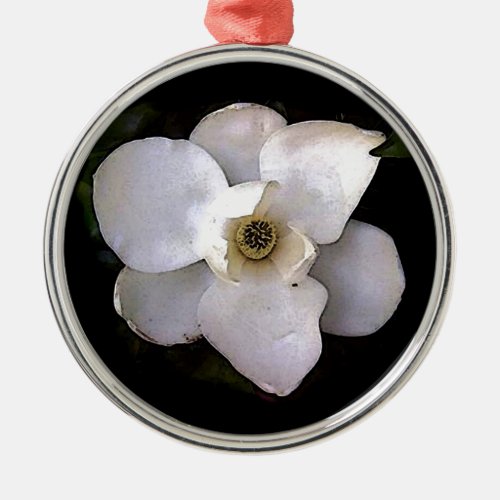 White Magnolia Metal Ornament