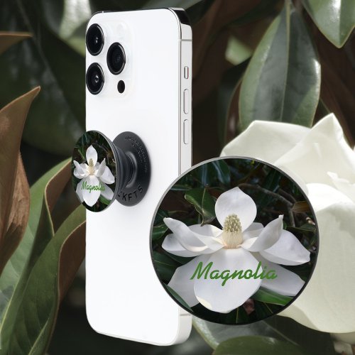 White Magnolia Photographic Flower PopSocket