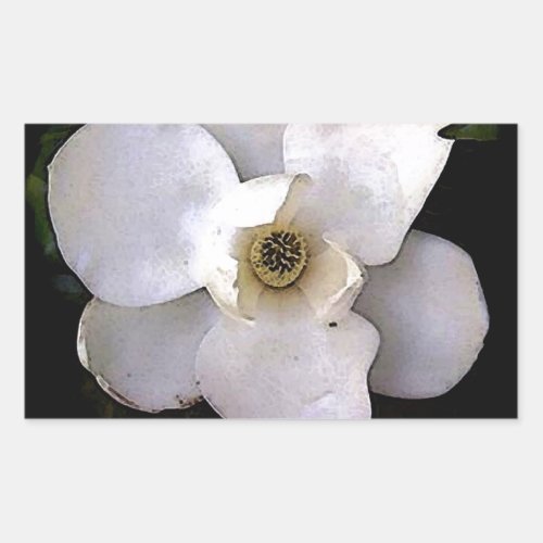 White Magnolia Rectangular Sticker