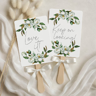 White Magnolia Rustic Floral Say Yes To The Dress Hand Fan