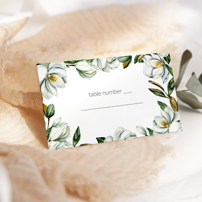 White Magnolia Rustic Floral Wedding Escort Card (Creator Uploaded)