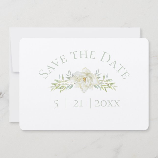 White Magnolia Save the Date Wedding (Front)