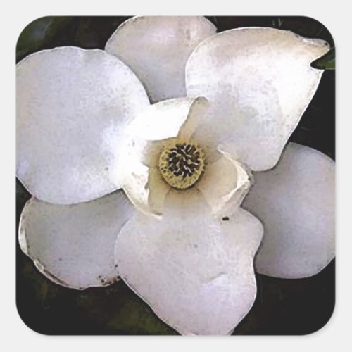 White Magnolia Square Sticker