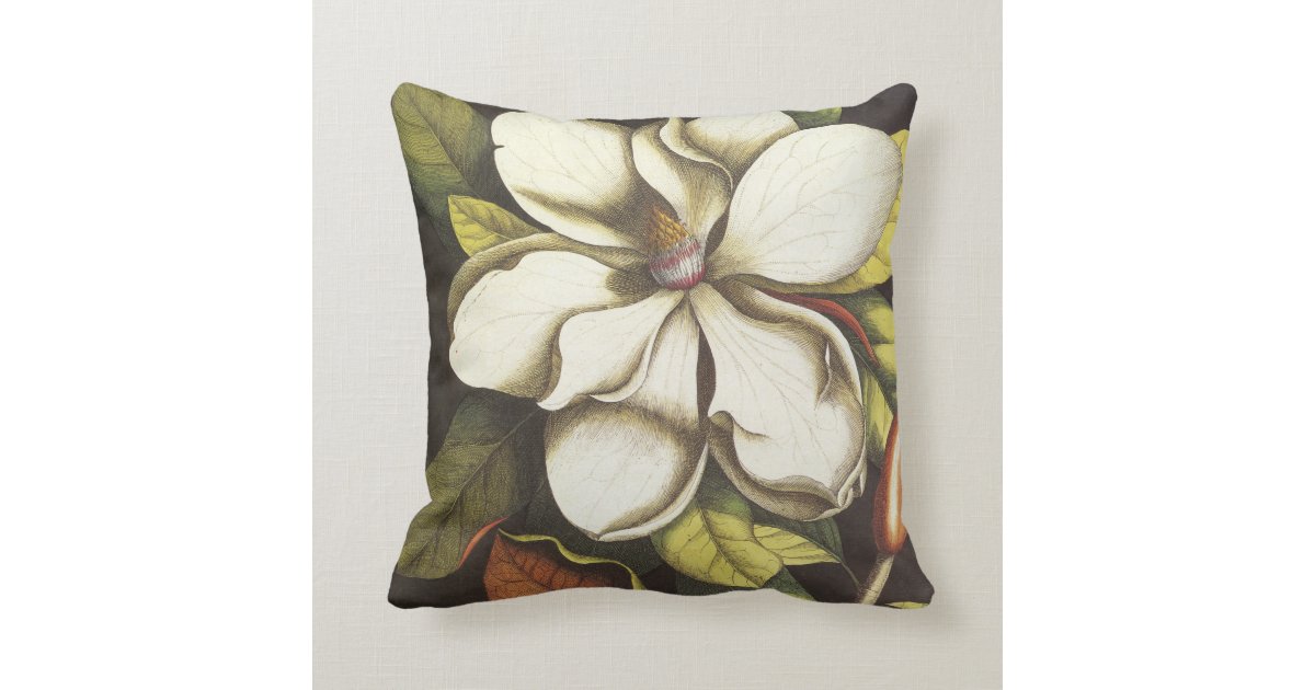 White Magnolia Throw Pillow