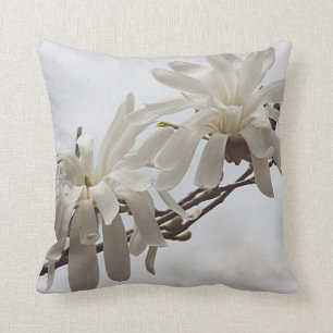 White magnolia throw pillow