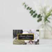 White Magnolia Vintage Botanical Business Card (Standing Front)