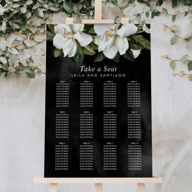 White Magnolia Wedding Seating Chart Foam Board (Creator Uploaded)