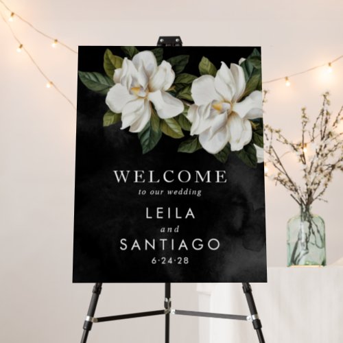 White Magnolia Wedding Welcome Foam Core Sign