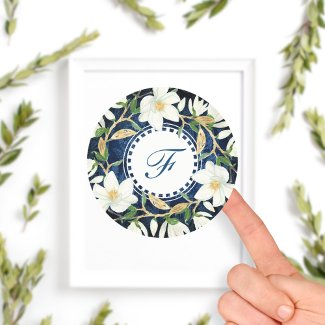 White Magnolias Monogram Initial