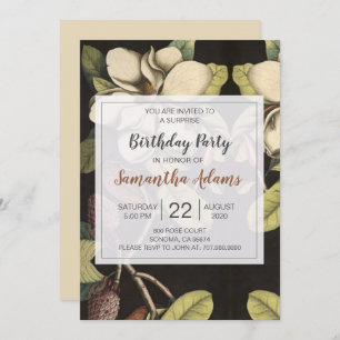 White Magnolias Surprise Birthday Party Invitation