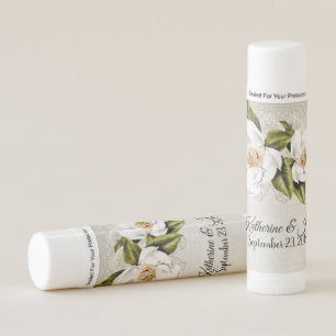 White Magnolias Wedding Favor Lip Balm