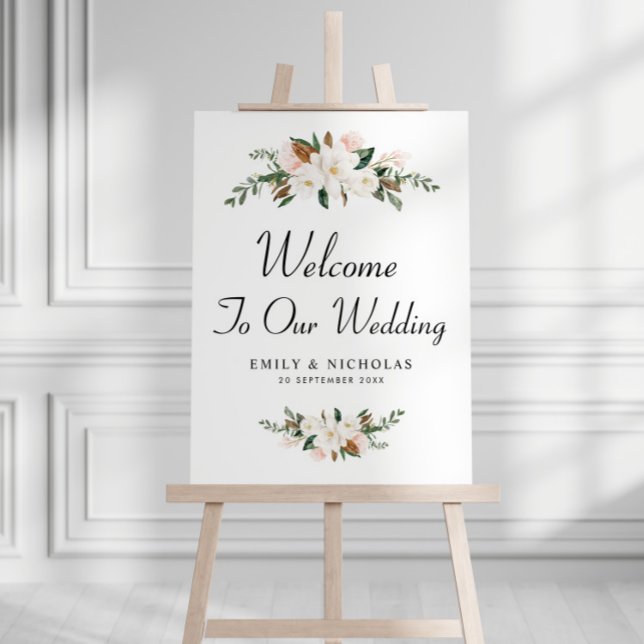 white magnolias welcome wedding sign (Creator Uploaded)