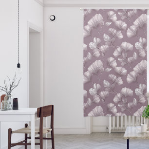 White Maidenhair Leaves on Mauve Blackout Curtains