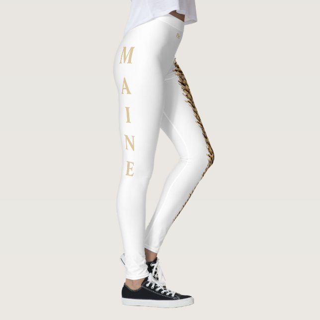 White Maine State Pine Cone Leggings (Right)