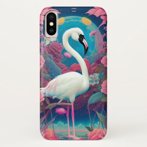 White majestic flamingo iPhone x case