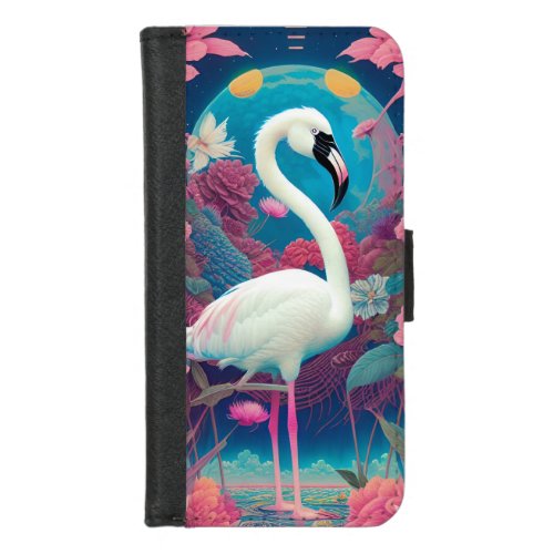 White majestic flamingo iPhone 87 wallet case