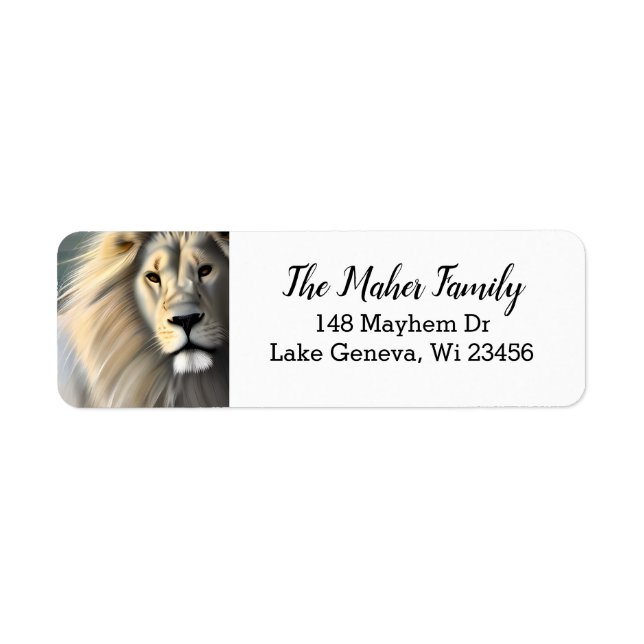 White Majestic Lion Ethereal Art  Label (Front)
