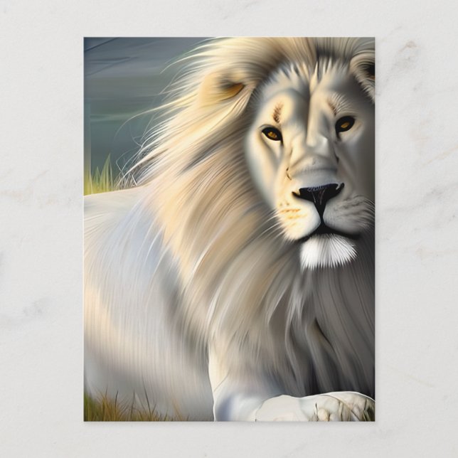 White Majestic Lion Ethereal Art  Postcard (Front)