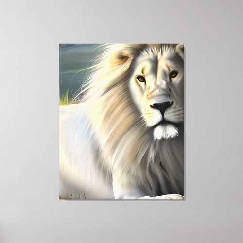 White Majestic Lion Ethereal Art SI Generated Canvas Print