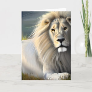 White Majestic Lion Ethereal Art   Thinking of You Card