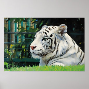 White Majesty – Resting Tiger Wildlife Poster