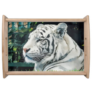White Majesty – Resting Tiger Wildlife Serving Tray