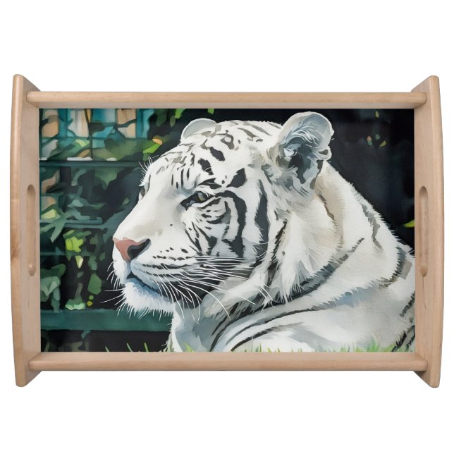 White Majesty – Resting Tiger Wildlife Serving Tray (Front)