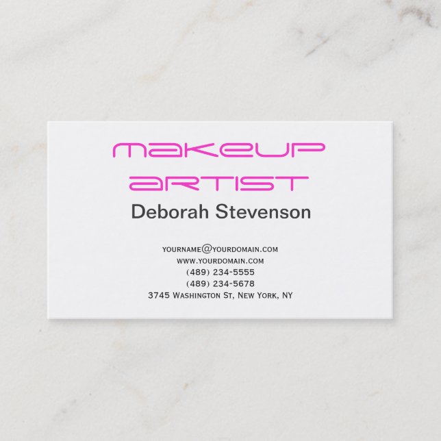 White Makeup Artist Business Card (Front)