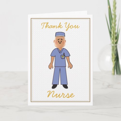 White Male Nurse Thank You Card