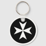 White Maltese Cross Keychain at Zazzle