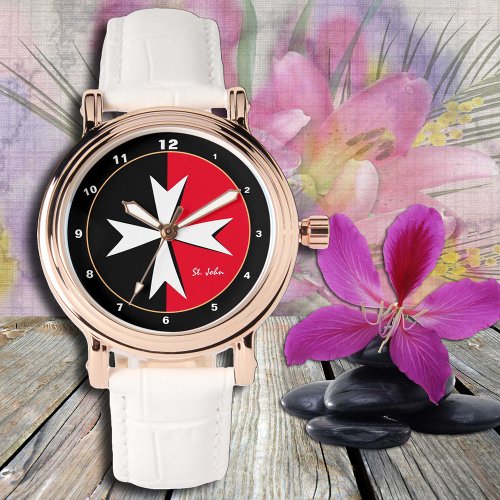 White Maltese Cross  Malta flag fashion  doctor Watch