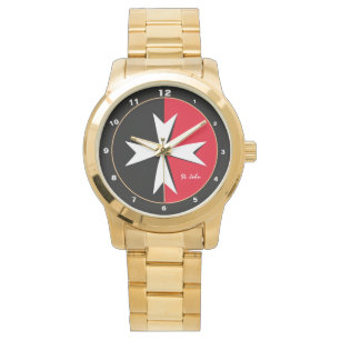 White Maltese Cross & Malta flag fashion / knight Watch