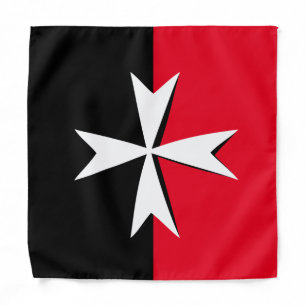 White Maltese Cross & Malta flag fashion / knights Bandana