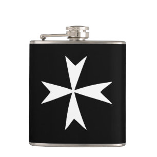 White Maltese Cross & Malta flag fashion symbol Flask
