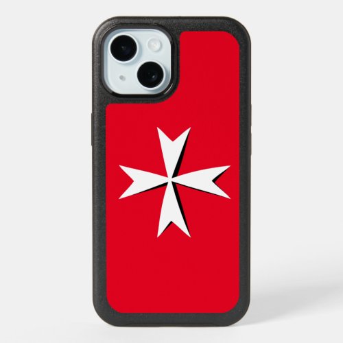 White Maltese Cross  Malta flag fashion symbol RD iPhone 15 Case