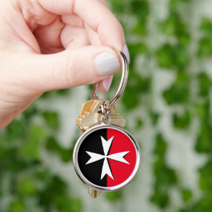 White Maltese Cross & Malta flag fashion travel Keychain