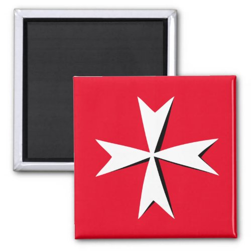 White Maltese Cross  Malta flag knight symbol RD Magnet